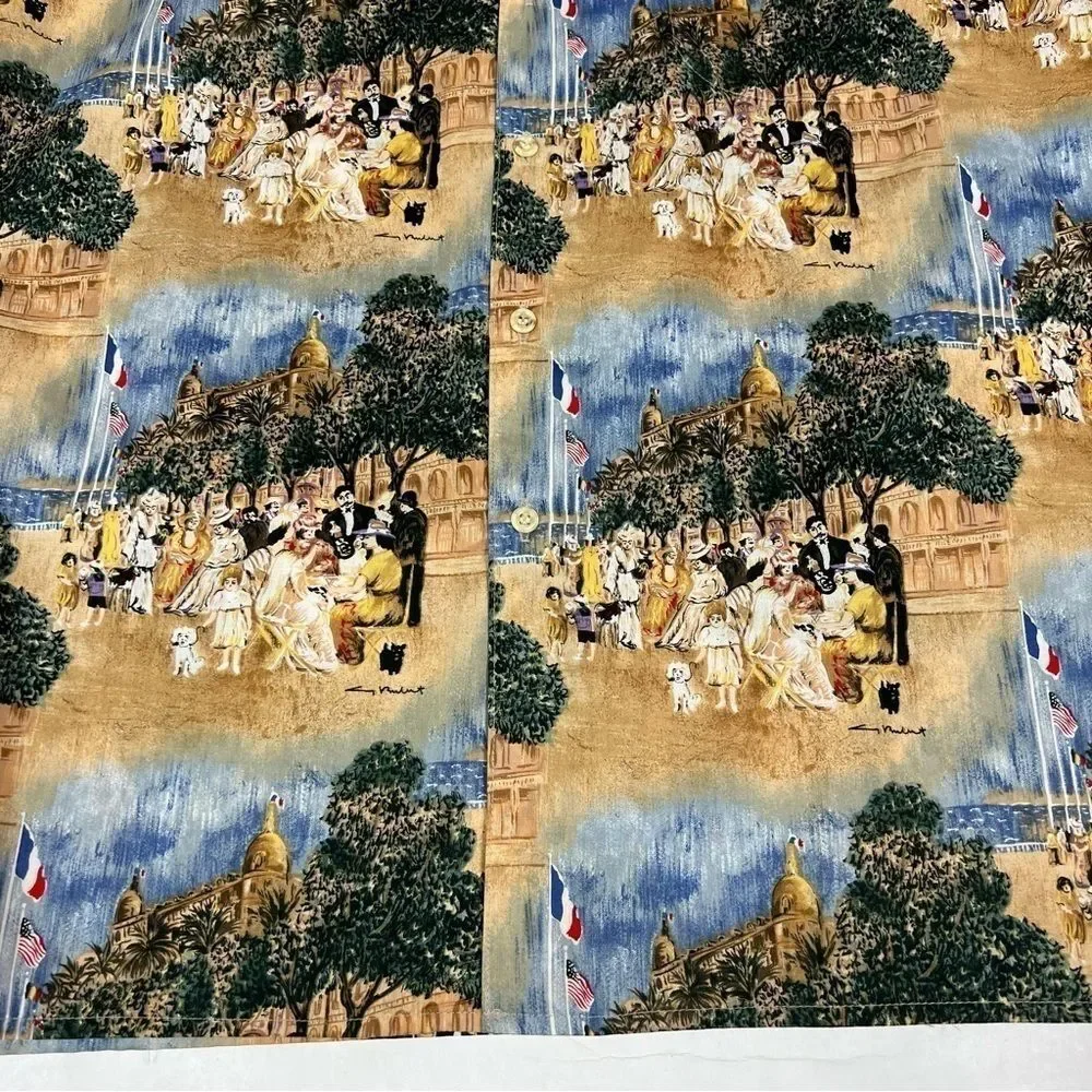Reyn Spooner Guy Buffet Egyptian Cotton French Riviera Scene Short Sleeve Shirt - Picture 5 of 9